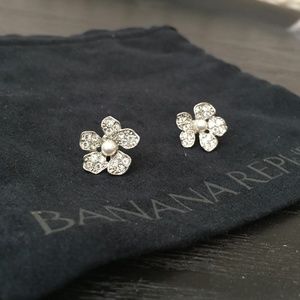 Banana Republic Faux Diamond Flower Stud Earrings